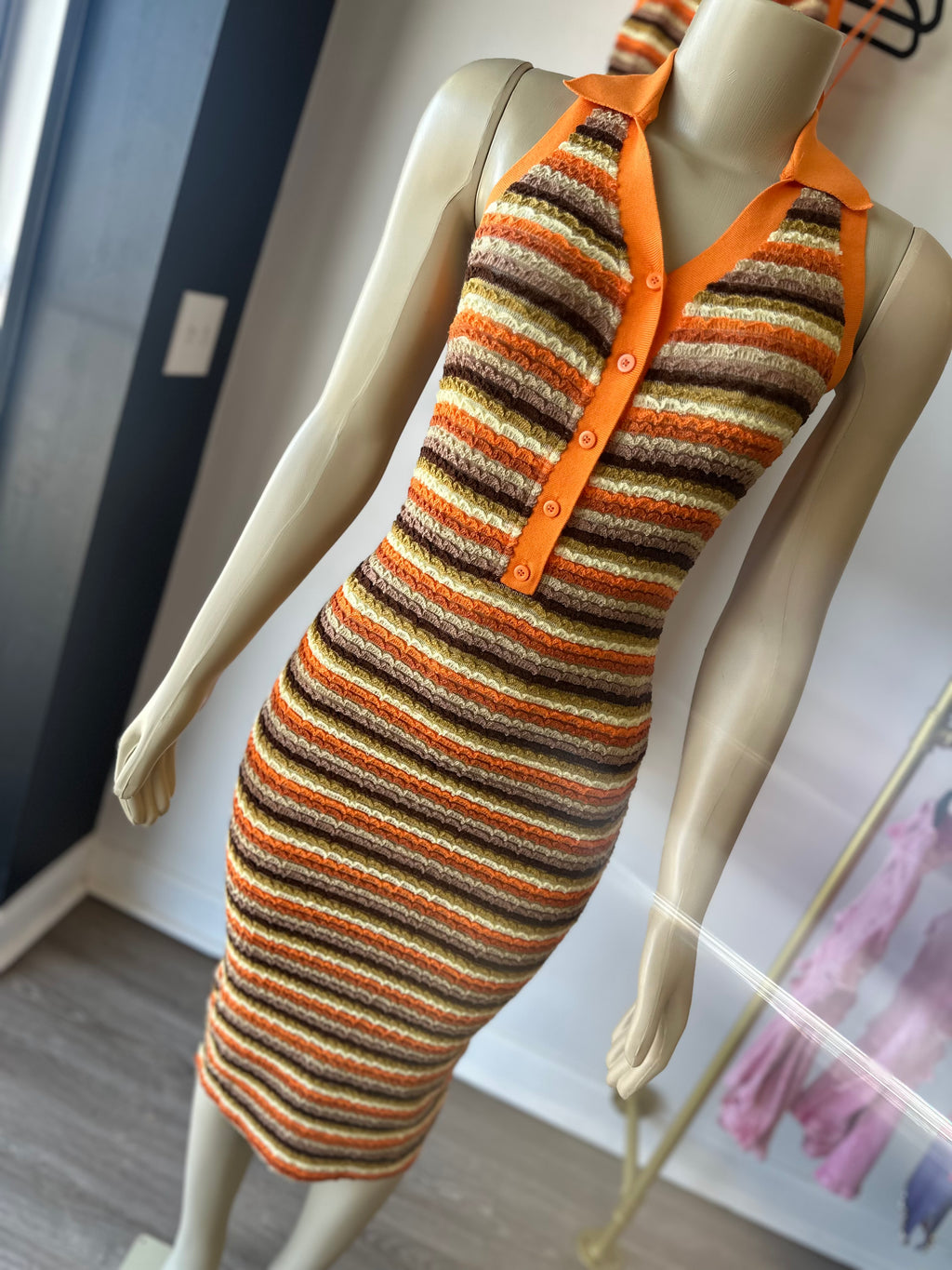Orange Striped Dress
